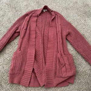 MORAL FIBER Women's Sweater Cardigan Long Sleeve Open Front Size Small Pink